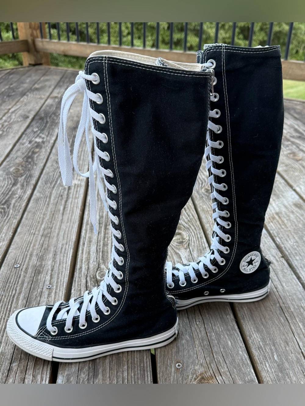 Converse Chuck Taylor All Star XXHi Knee High Tall Sneakers Black White Womens 6 - Picture 2 of 5